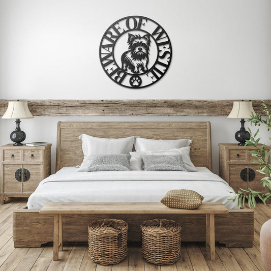 Beware of Westie Metal Wall Sign - Infinity Dog