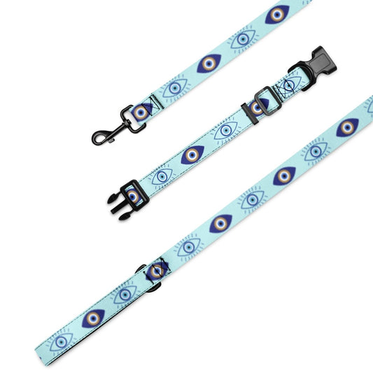 Evil Eye Dog Collar and Leash - Stylish Blue - Infinity Dog