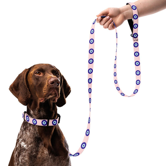 Evil Eye Dog Leash and Collar Set - Pink - Infinity Dog