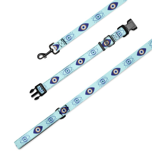 Evil Eye Stylish Dog Collar & Leash - Blue - Cool Gear Pro