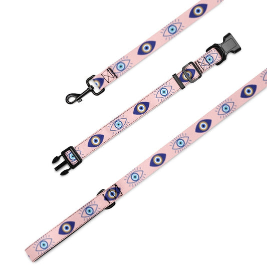 Evil Eye Stylish Dog Collar & Leash - Pink - Cool Gear Pro