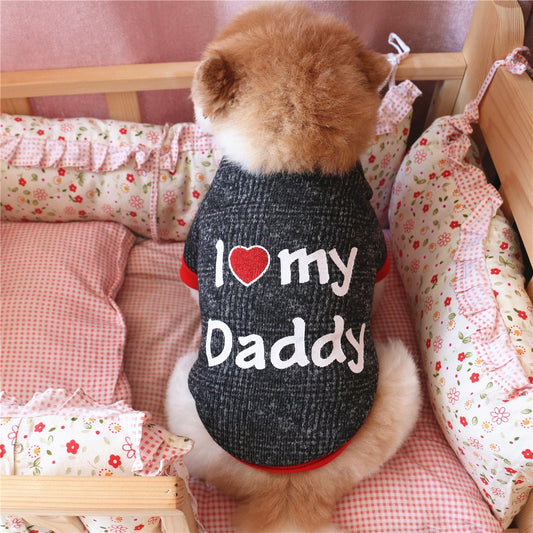 I Love Mommy Daddy Spring Fall Dog Shirt - Infinity Dog