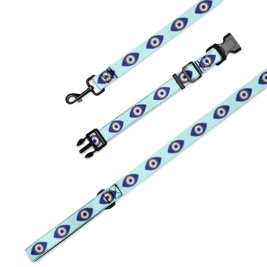 Evil Eye Dog Leash and Collar - Oval Blue - Infinity Dog