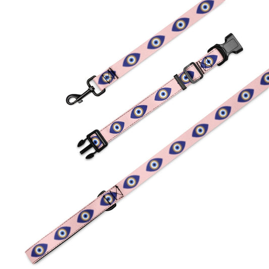 Evil Eye Dog Collar and Leash - Pink - Infinity Dog