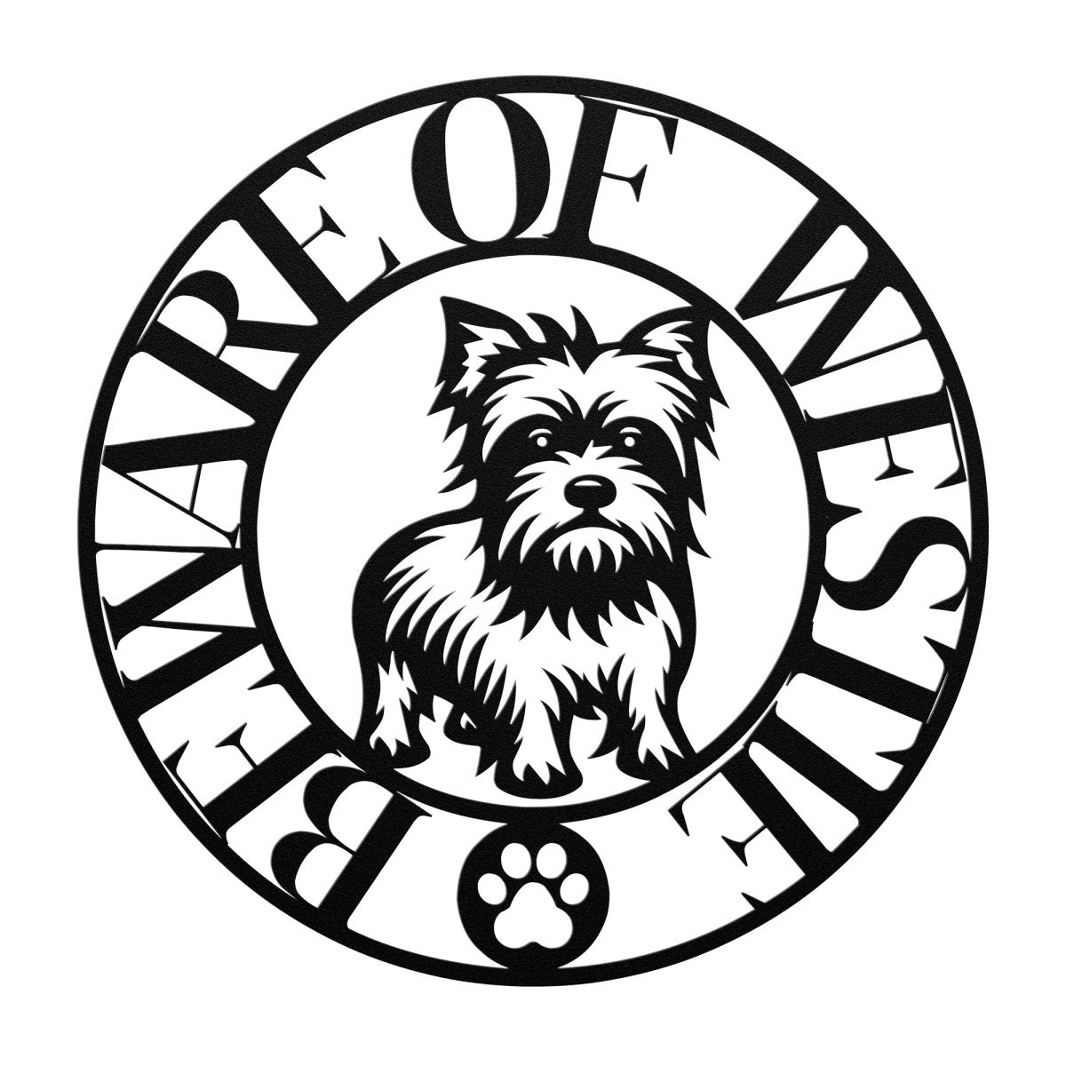 Beware of Westie Metal Wall Sign - Cool Gear Pro