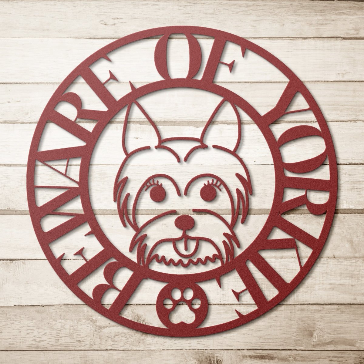 Beware of Yorkie Metal Wall Sign - Male - Cool Gear Pro