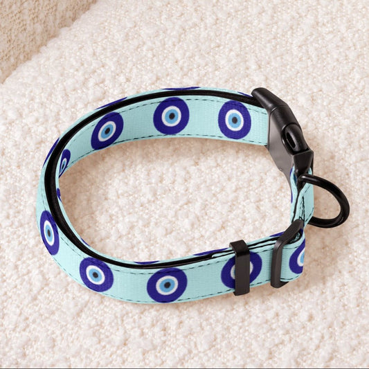 Blue Evil Eye Dog Collar — Adjustable Pup Protection - Infinity Dog