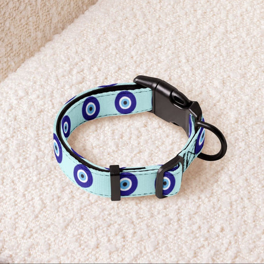 Blue Evil Eye Dog Collar — Adjustable Pup Protection - Infinity Dog