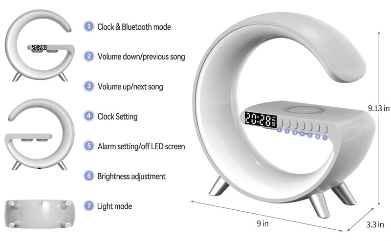 Bluetooth Speaker Wireless Charger Lamp - Cool Gear Pro