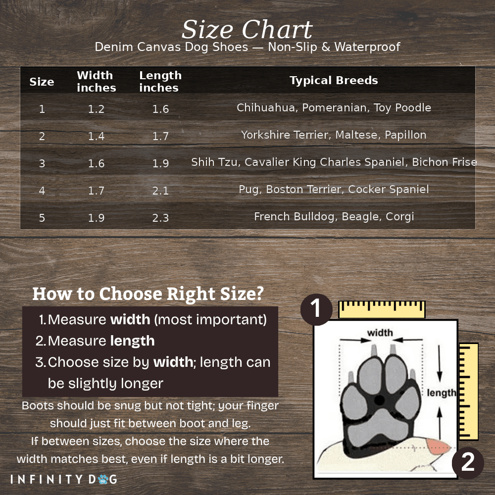 Pet denim canvas shoes dog shoes, sports and leisure waterproof non - slip dog shoes breathable and comfortable - Infinity Dog