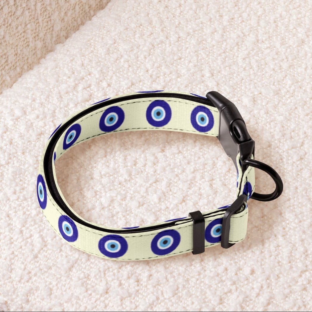 Evil Eye Dog Collar (Cream) — Pup Protection & Comfort - Infinity Dog