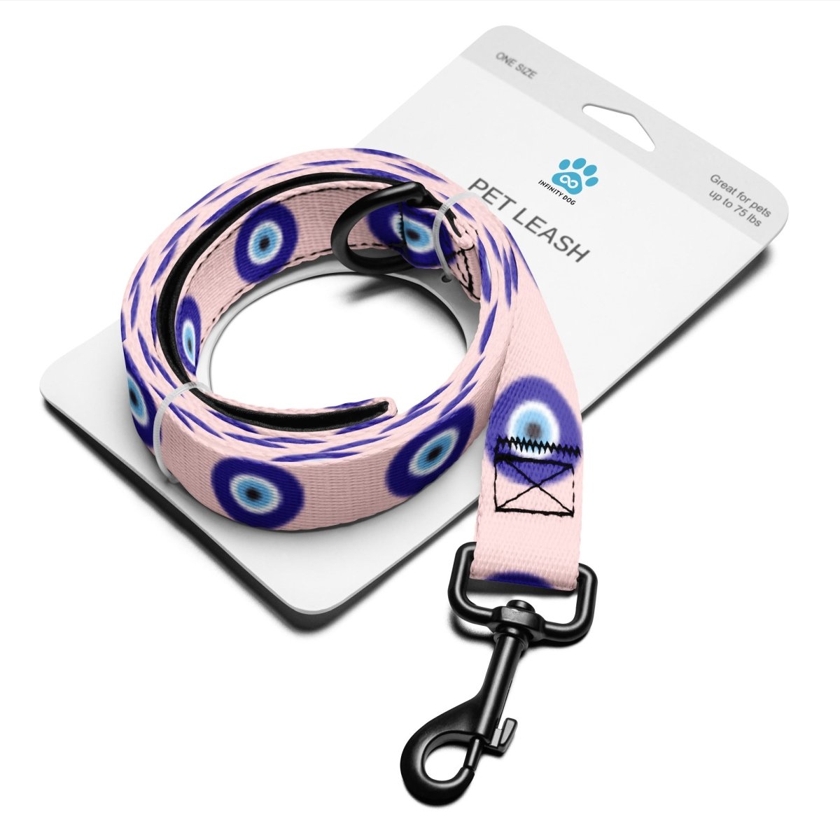 Evil Eye Dog Leash (Pink) — Pup Protection & Padded Comfort - Infinity Dog
