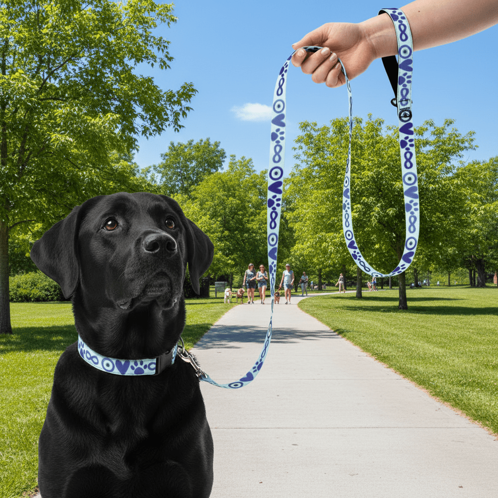 I Love Dogs to Infinity Leash & Collar - Blue - Cool Gear Pro