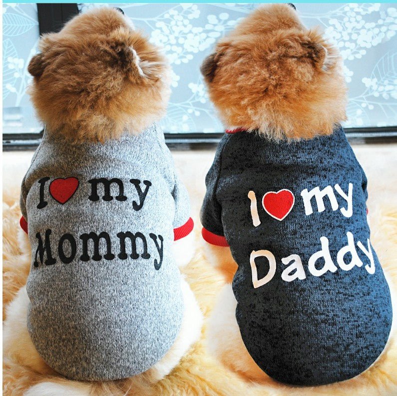 I Love Mommy Daddy Spring Fall Dog Shirt - Infinity Dog
