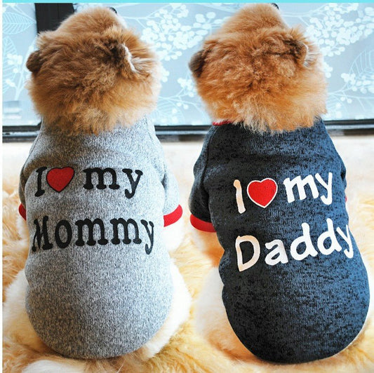 I Love Mommy Daddy Spring Fall Dog Shirt - Infinity Dog