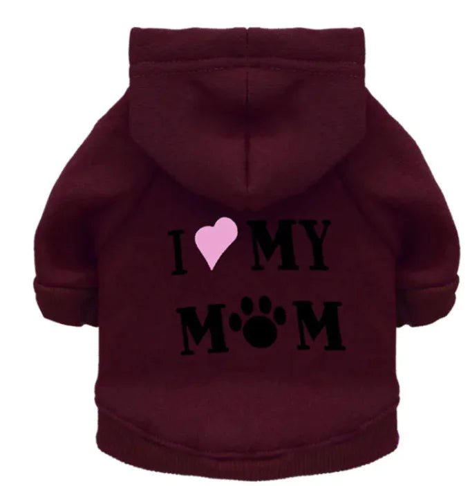 I Love My Mom Fleece Dog Hoodie - Infinity Dog